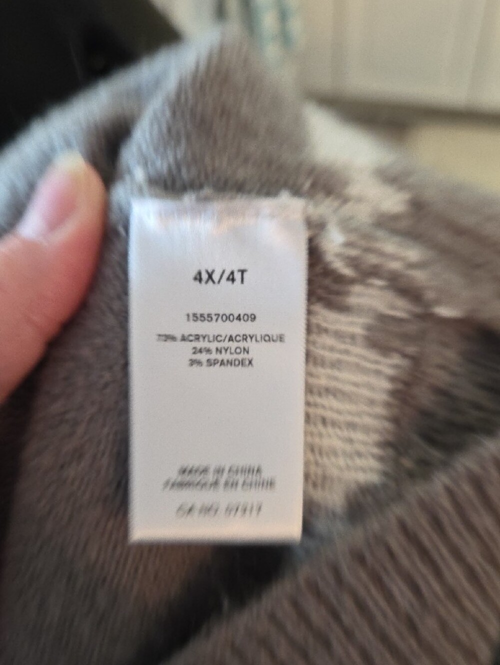 Warehouse One 4X Taupe Crewneck Sweater with Ivory and Black Yoke - Picture 4 of 4